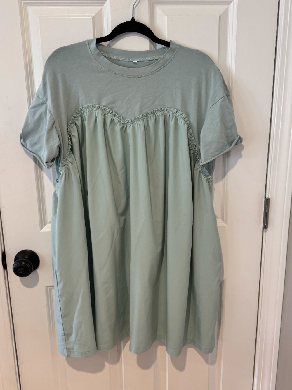 Light Blue Baby Doll Short Sleeve Dress - Size Medium